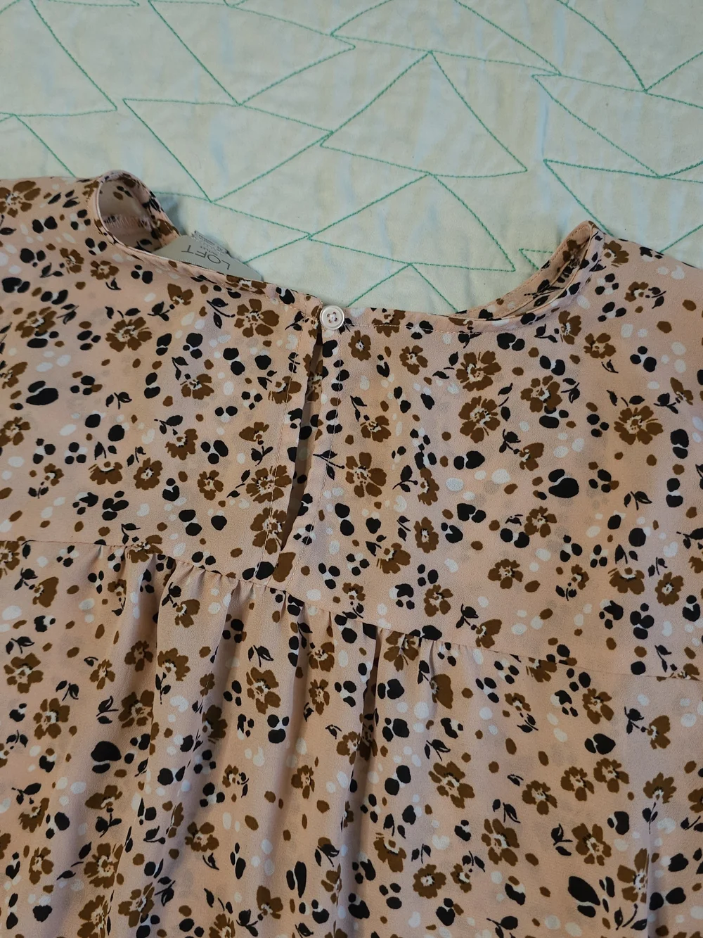 LOFT Outlet Peach Floral Long Puff Sleeve Blouse